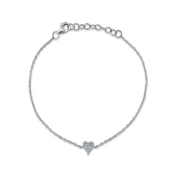 14K White Gold Diamond Heart Bracelet Moore Jewelers Laredo, TX
