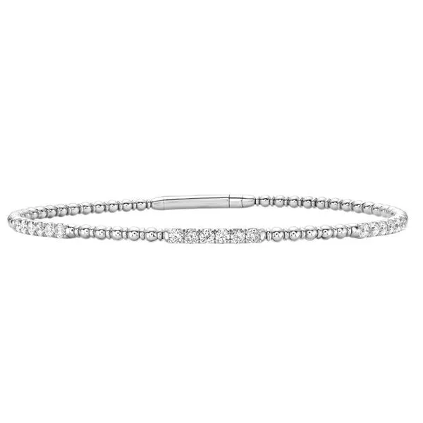 14K White Gold Diamond Station Flex Bracelet Moore Jewelers Laredo, TX