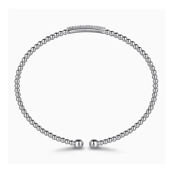 14K White Gold Diamond Bar Beaded Bujukan Cuff Bracelet Image 3 Moore Jewelers Laredo, TX