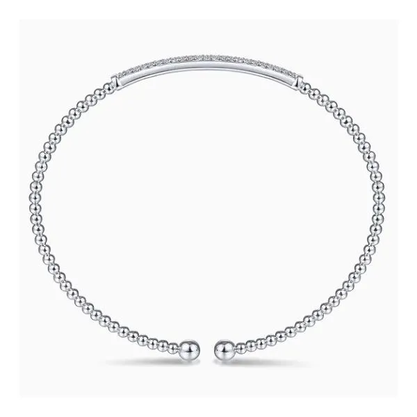 14K White Gold Bar Beaded Bujukan Cuff Bracelet Image 3 Moore Jewelers Laredo, TX