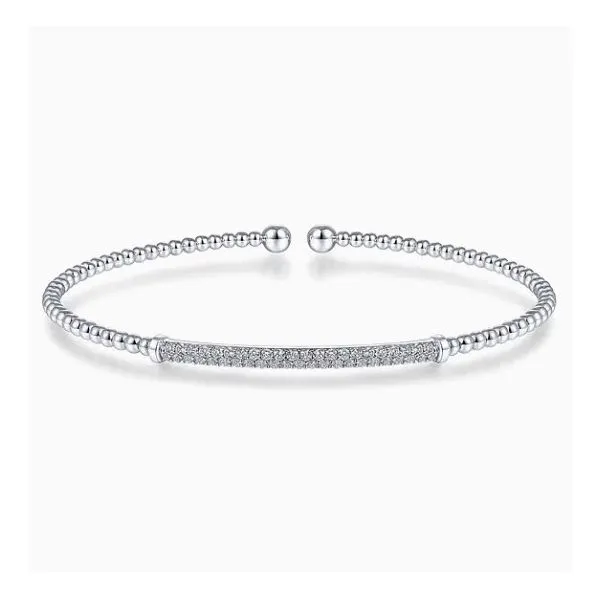 14K White Gold Bar Beaded Bujukan Cuff Bracelet Moore Jewelers Laredo, TX