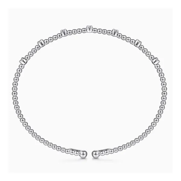 14K White Gold Diamond Beaded Bujukan Cuff Bracelet Image 2 Moore Jewelers Laredo, TX
