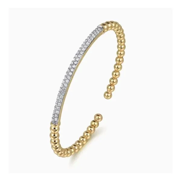 14K Yellow Gold Bar Beaded Bujukan Cuff Bracelet Image 2 Moore Jewelers Laredo, TX