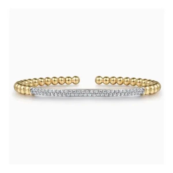 14K Yellow Gold Bar Beaded Bujukan Cuff Bracelet Moore Jewelers Laredo, TX