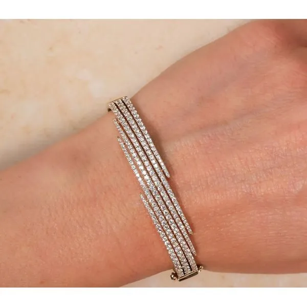 14K White Gold Bridge Bangle Diamond Bracelet Image 2 Moore Jewelers Laredo, TX