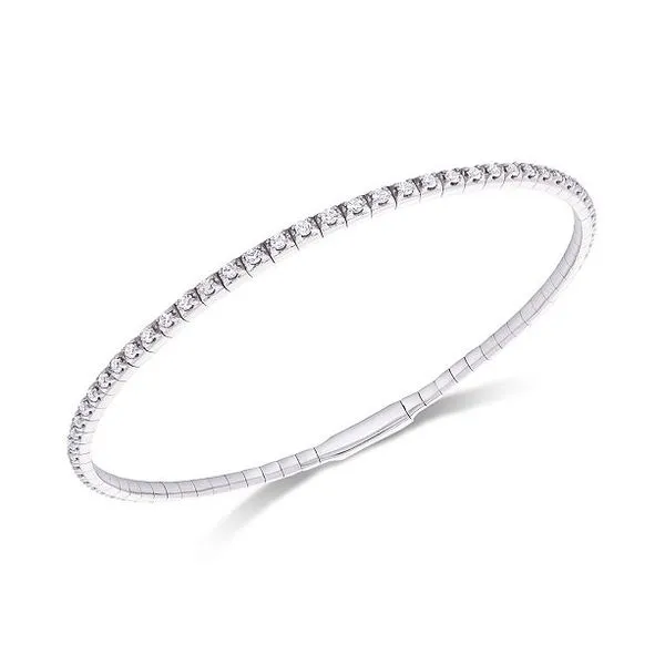 18K White Gold Flex Diamond Bangle Bracelet Moore Jewelers Laredo, TX