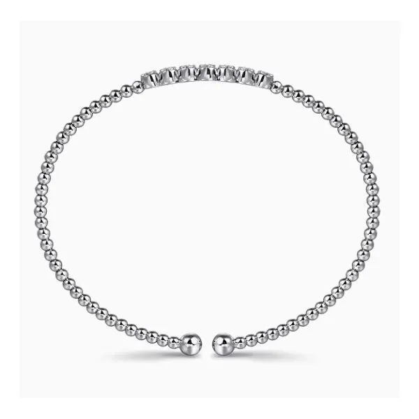 14K White Gold Diamond Beaded Bujukan Cuff Bracelet Image 3 Moore Jewelers Laredo, TX