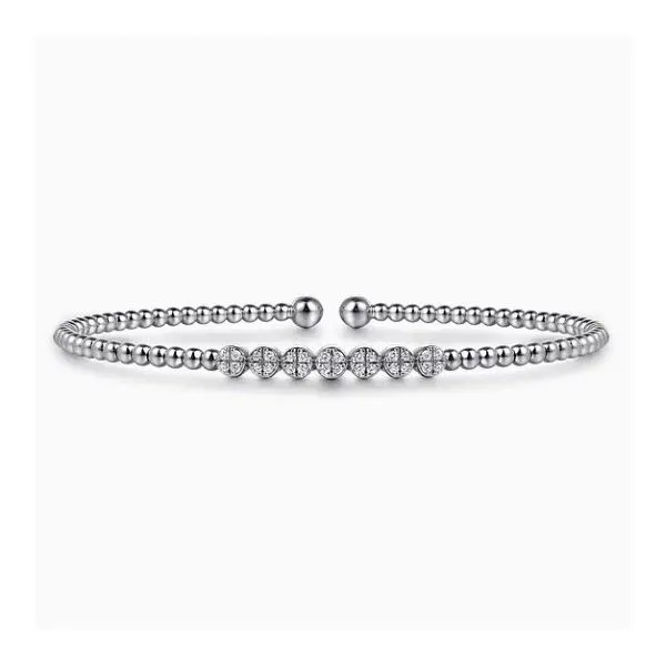 14K White Gold Diamond Beaded Bujukan Cuff Bracelet Moore Jewelers Laredo, TX