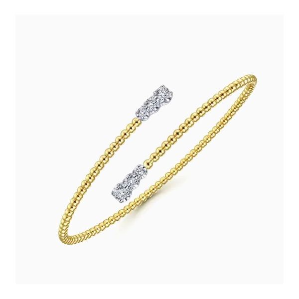 Two Tone 14K Yellow & White Gold Bypass Diamond Bracelet Image 2 Moore Jewelers Laredo, TX