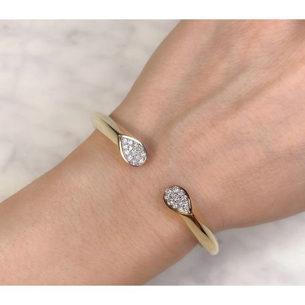 14K Yellow Gold Cuff Diamond Bracelet Image 2 Moore Jewelers Laredo, TX