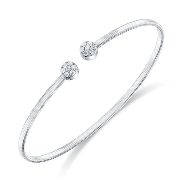 14K White Gold Diamond Pave Cuff Bracelet Image 2 Moore Jewelers Laredo, TX