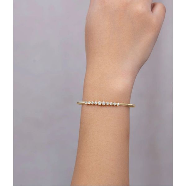 14K Yellow Gold Corelli Diamond Bezel Cuff Bracelet Image 2 Moore Jewelers Laredo, TX