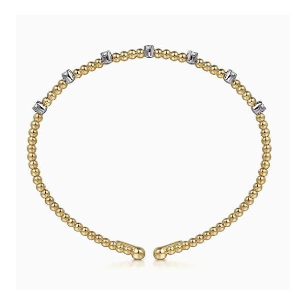 Two Tone 14K Yellow & White Gold Diamond Beaded Bujukan Cuff Bracelet Image 3 Moore Jewelers Laredo, TX