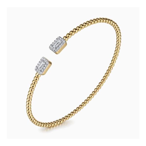 14K Yellow Gold Bujukan Beaded Diamond Cuff Bracelet Image 2 Moore Jewelers Laredo, TX