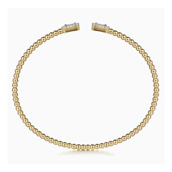 14K Yellow Gold Bujukan Beaded Diamond Cuff Bracelet Image 3 Moore Jewelers Laredo, TX