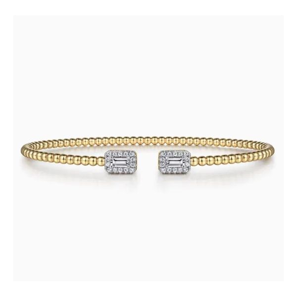 14K Yellow Gold Bujukan Beaded Diamond Cuff Bracelet Moore Jewelers Laredo, TX