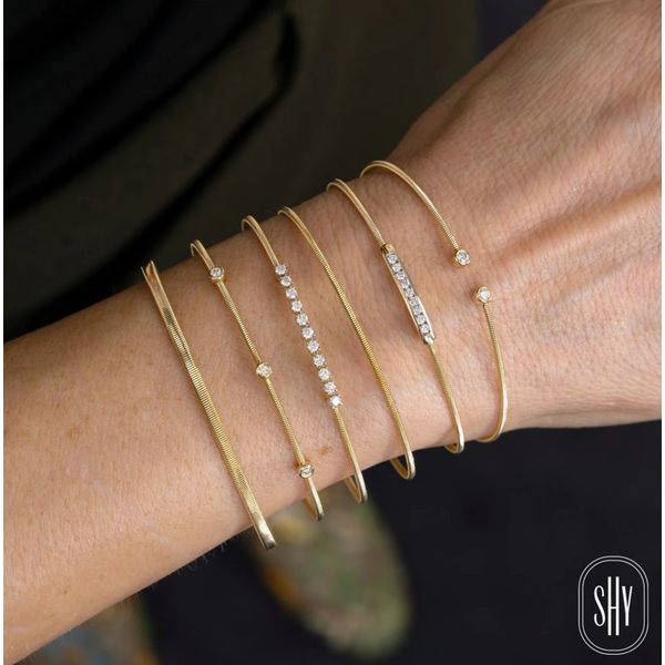 14K Yellow Gold Corelli Diamond Bar Cuff Bracelet Image 2 Moore Jewelers Laredo, TX