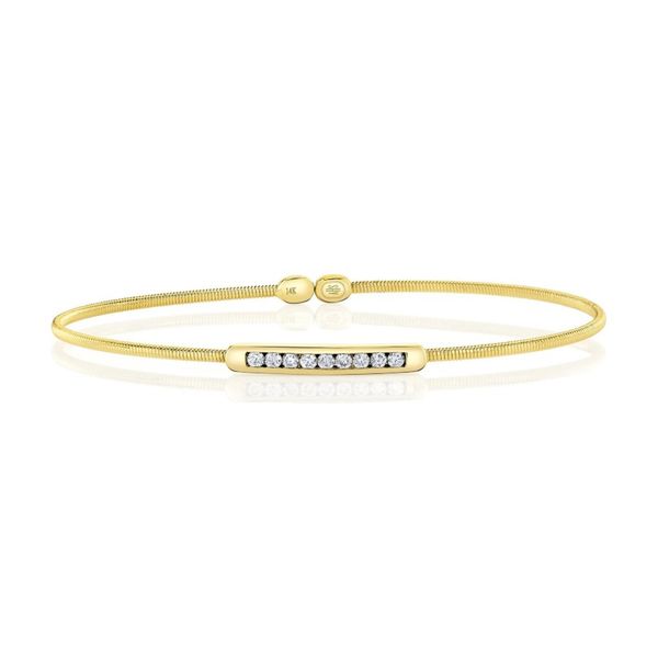 14K Yellow Gold Corelli Diamond Bar Cuff Bracelet Moore Jewelers Laredo, TX