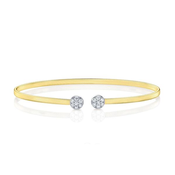 Two Tone 14K Yellow & White Gold Diamond Pave Cuff Bracelet Moore Jewelers Laredo, TX