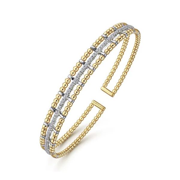 Two-Tone 14K Yellow & White Gold Beaded Bujukan Diamond Bracelet Image 2 Moore Jewelers Laredo, TX