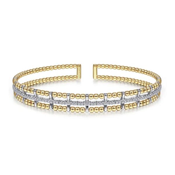Two-Tone 14K Yellow & White Gold Beaded Bujukan Diamond Bracelet Moore Jewelers Laredo, TX