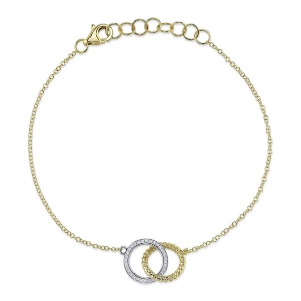 14K Yellow & White Gold Double Circle Bracelet With Diamonds Moore Jewelers Laredo, TX
