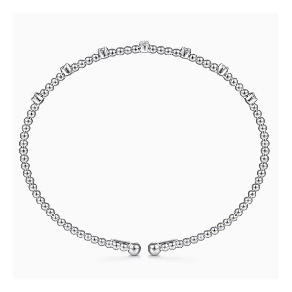 14K White Gold Diamond Beaded Bujukan Cuff Bracelet Image 2 Moore Jewelers Laredo, TX