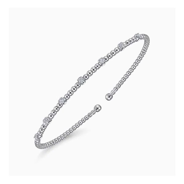 14K White Gold Diamond Beaded Bujukan Cuff Bracelet Image 3 Moore Jewelers Laredo, TX