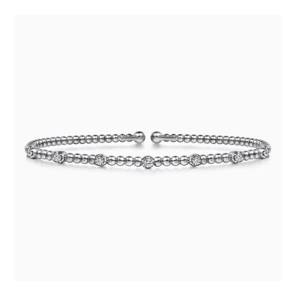 14K White Gold Diamond Beaded Bujukan Cuff Bracelet Moore Jewelers Laredo, TX