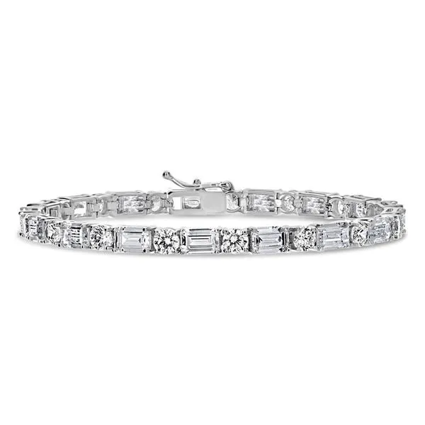 14K White Gold Alternanting Diamond Tennis Bracelet Moore Jewelers Laredo, TX