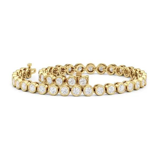 14K Yellow Gold Bezel Set Diamond Tennis Bracelet Moore Jewelers Laredo, TX