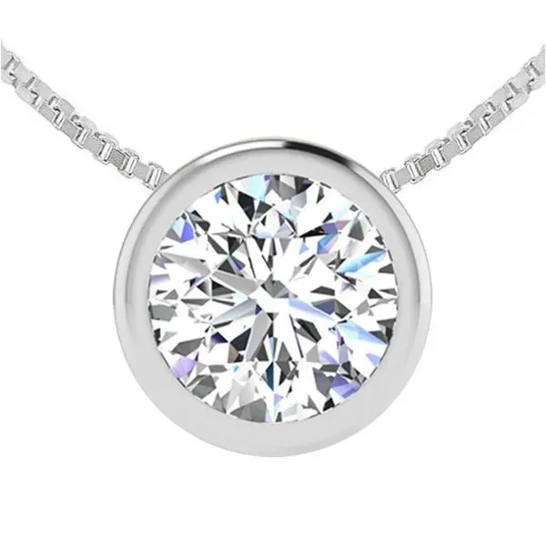 14K White Gold Bezel Lab Grown Diamond Pendant Moore Jewelers Laredo, TX