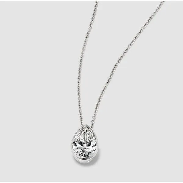 14K White Gold Bezel Lab Grown Diamond Pendant Moore Jewelers Laredo, TX
