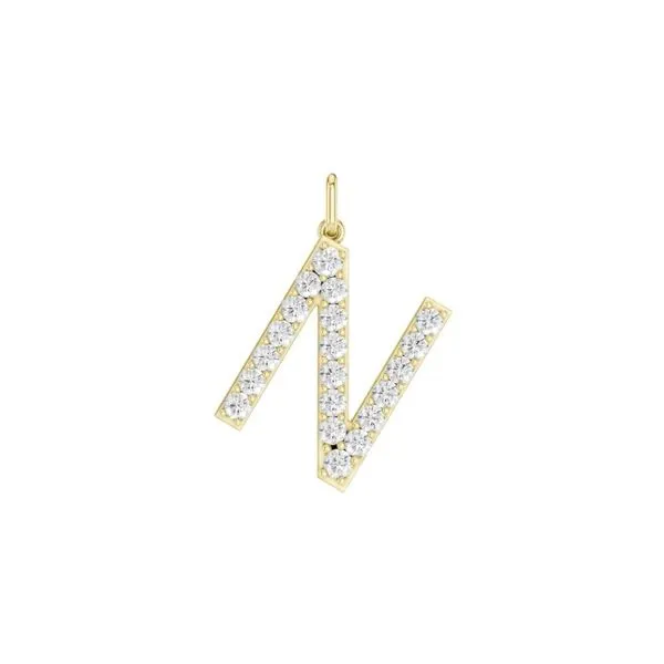 14K Yellow Gold Lab Grown Diamond Initial Necklace Image 2 Moore Jewelers Laredo, TX