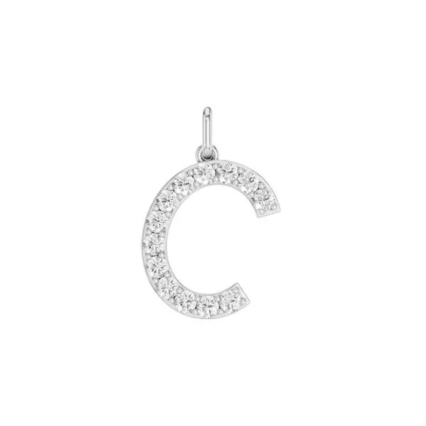 14K White Gold Lab Grown Diamond Initial Necklace Image 2 Moore Jewelers Laredo, TX