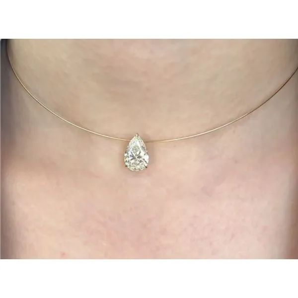 14K Yellow Gold Floating Solitaire Wire Necklace Moore Jewelers Laredo, TX