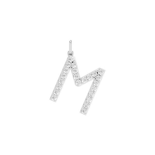 14K White Gold Lab Grown Diamond Initial Necklace Image 2 Moore Jewelers Laredo, TX