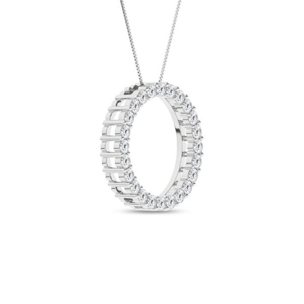 14K White Gold Lab Grown Diamond Circle Pendant Image 2 Moore Jewelers Laredo, TX