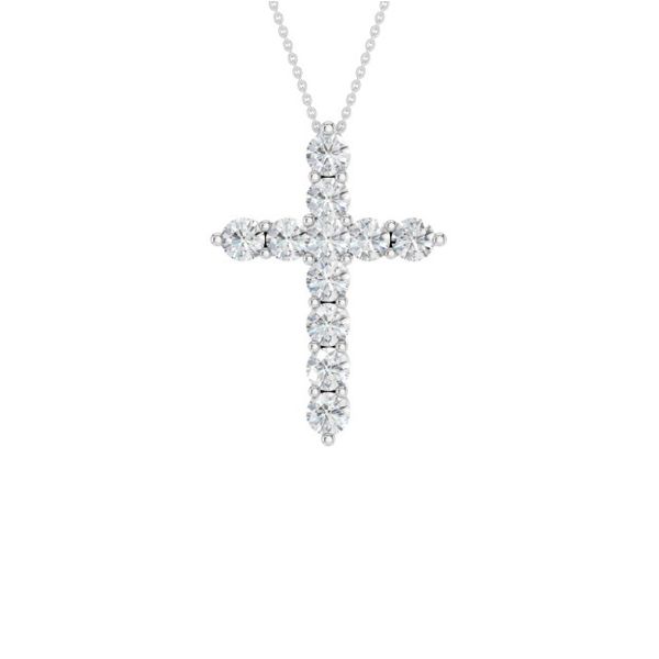 14K White Gold Lab Grown Diamond Cross Pendant Moore Jewelers Laredo, TX