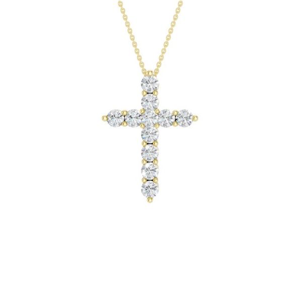 14K Yellow Gold Lab Grown Diamond Cross Pendant Moore Jewelers Laredo, TX
