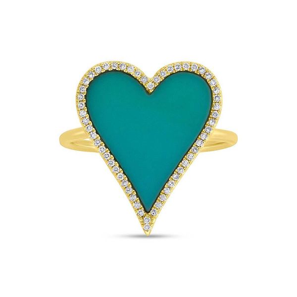 14K Yellow Gold Turquoise Heart Fashion Ring Image 2 Moore Jewelers Laredo, TX