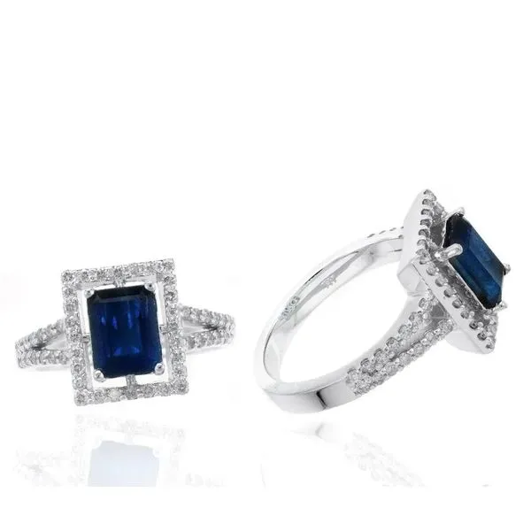 14K White Gold Halo Sapphire Fashion Ring Moore Jewelers Laredo, TX
