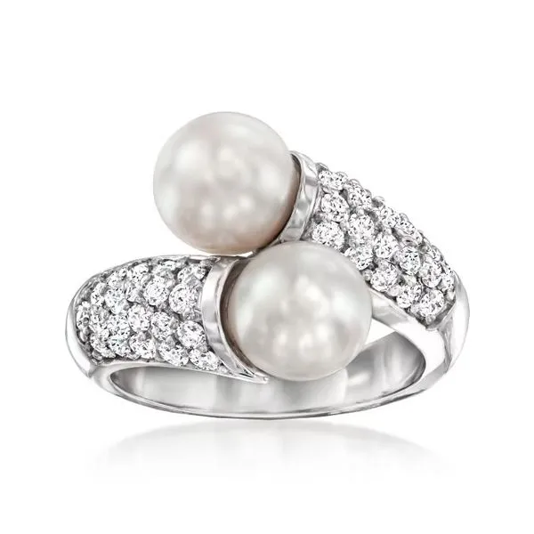 14K White Gold Bypass Pearl Ring Moore Jewelers Laredo, TX