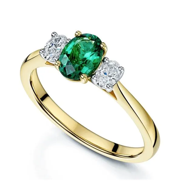 14K Yellow Gold Emerald Three Stone Ring Moore Jewelers Laredo, TX