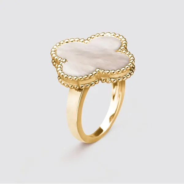 14K Yellow Gold Mother of Pearl Clover Fashion Ring Moore Jewelers Laredo, TX