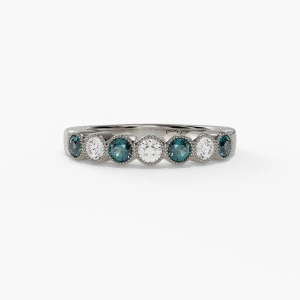 14K White Gold Bezel Set Alternating Band Moore Jewelers Laredo, TX
