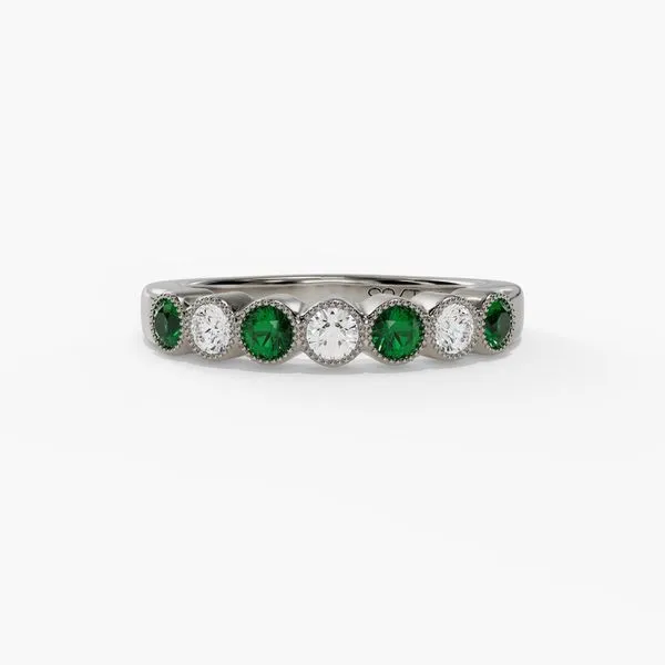 14K White Gold Bezel Set Alternating Band Moore Jewelers Laredo, TX