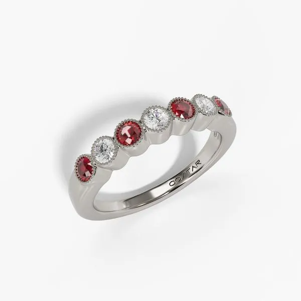 14K White Gold Bezel Set Alternating Band Image 2 Moore Jewelers Laredo, TX