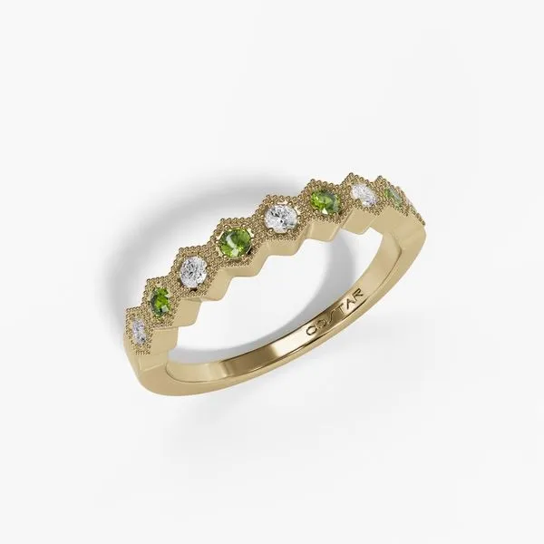 14K Yellow Gold Alternating Hexagon Milgrain Band Image 2 Moore Jewelers Laredo, TX
