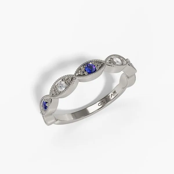 14K White Gold Alternating Marquise Milgrain Band Image 2 Moore Jewelers Laredo, TX